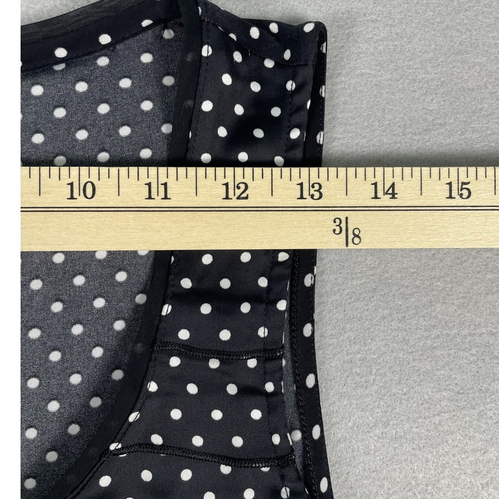 White House Black Market Tank Top Womens L Black Polka Dot Tiered Ruffle Blouse - Picture 5 of 7